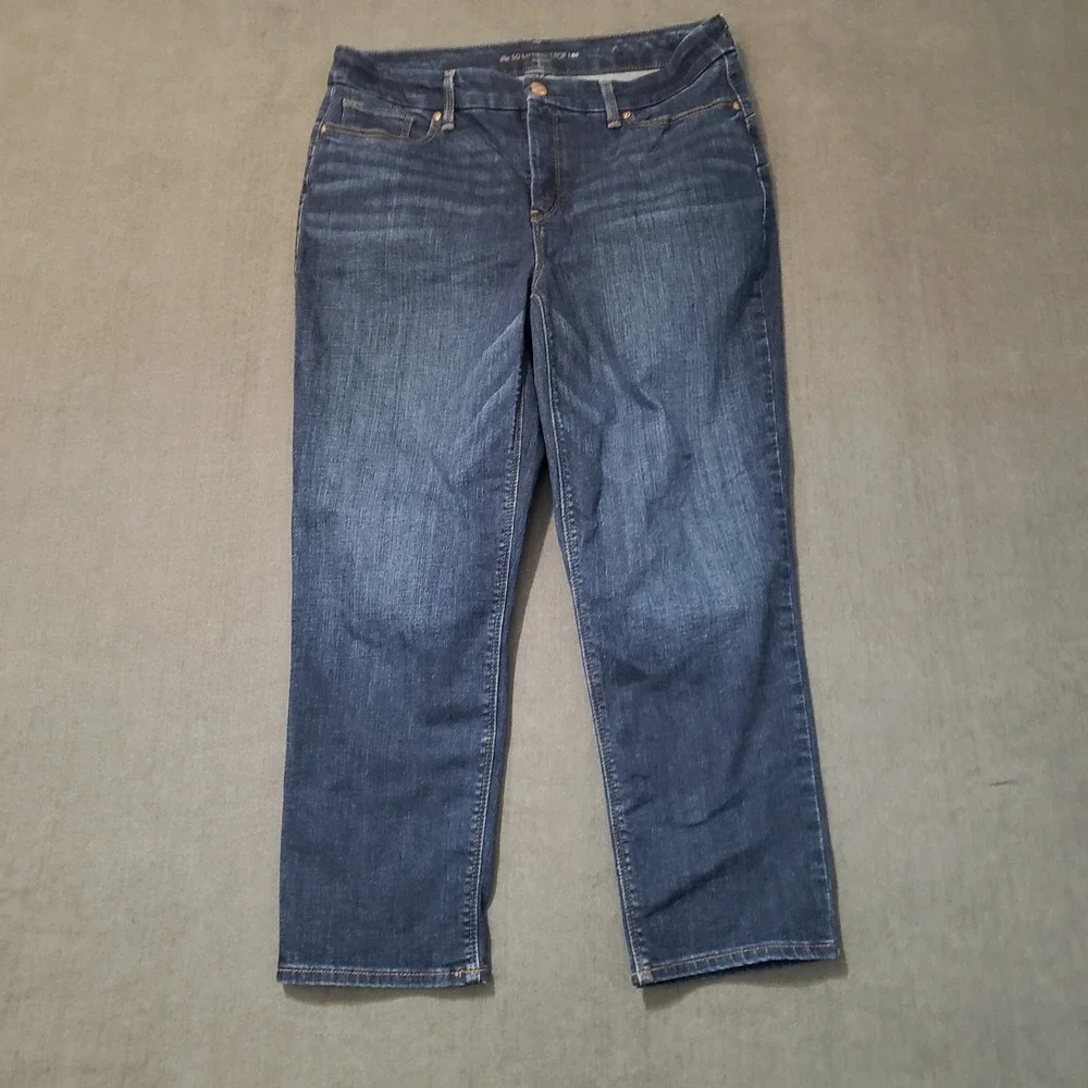 Chico's So Lifting Crop Jeans Womens 6 Dark Blue‎ Denim Stretch Pants
